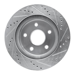 Chrysler Aspen Brake Rotor (1) - Front Left - R1 Concepts - Drilled & Slotted - Silver - `02-`24